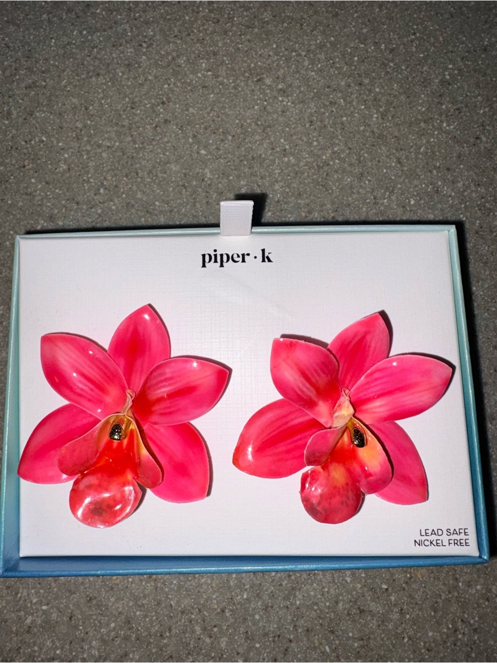 Piper K Hot Pink Orchid Flower Earrings